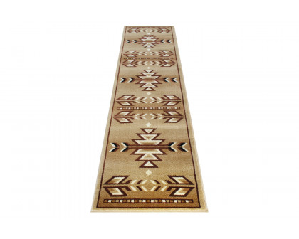 BLNK Lodi Collection Southwestern Style Olefin Area Rug with Jute Backing - Brown, 2'W x 7'L