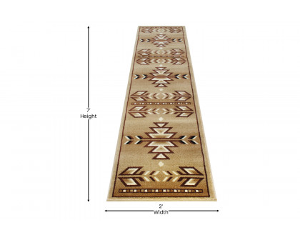 BLNK Lodi Collection Southwestern Style Olefin Area Rug with Jute Backing - Brown, 2'W x 7'L