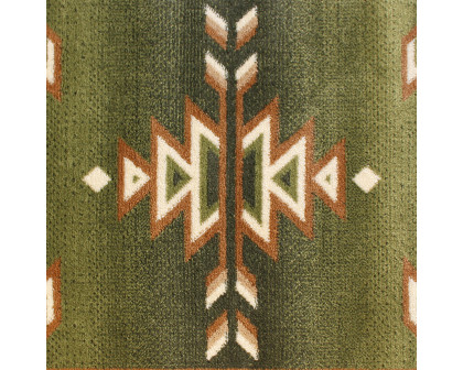 BLNK Lodi Collection Southwestern Style Olefin Area Rug with Jute Backing - Green, 2'W x 7'L