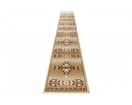 BLNK Lodi Collection Southwestern Style Olefin Area Rug with Jute Backing - Brown, 3'W x 16'L