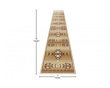 BLNK Lodi Collection Southwestern Style Olefin Area Rug with Jute Backing - Brown, 3'W x 16'L