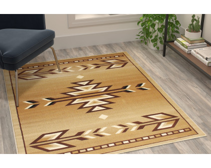 BLNK Lodi Collection Southwestern Style Olefin Area Rug with Jute Backing - Brown, 4'W x 5'L