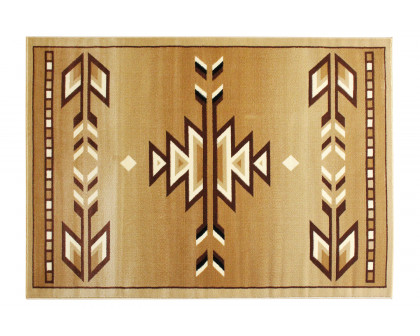 BLNK Lodi Collection Southwestern Style Olefin Area Rug with Jute Backing - Brown, 4'W x 5'L