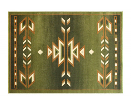 BLNK Lodi Collection Southwestern Style Olefin Area Rug with Jute Backing - Green, 4'W x 5'L