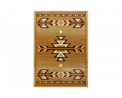 BLNK Lodi Collection Southwestern Style Olefin Area Rug with Jute Backing - Brown, 5'W x 7'L