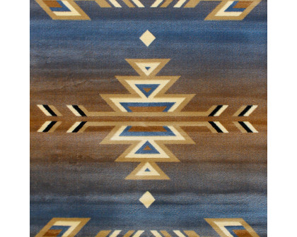 BLNK Lodi Collection Southwestern Style Olefin Area Rug with Jute Backing - Blue, 5'W x 7'L