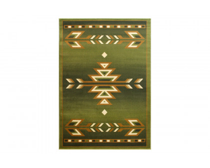 BLNK Lodi Collection Southwestern Style Olefin Area Rug with Jute Backing - Green, 5'W x 7'L