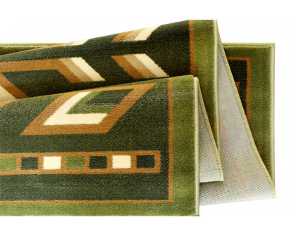 BLNK Lodi Collection Southwestern Style Olefin Area Rug with Jute Backing - Green, 5'W x 7'L