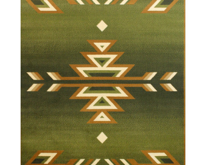 BLNK Lodi Collection Southwestern Style Olefin Area Rug with Jute Backing - Green, 5'W x 7'L