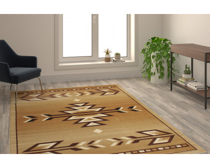 BLNK - Lodi Collection Southwestern Style Olefin Area Rug with Jute Backing