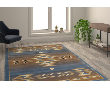 BLNK Lodi Collection Southwestern Style Olefin Area Rug with Jute Backing