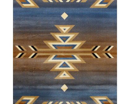 BLNK Lodi Collection Southwestern Style Olefin Area Rug with Jute Backing - Blue, 6'W x 9'L