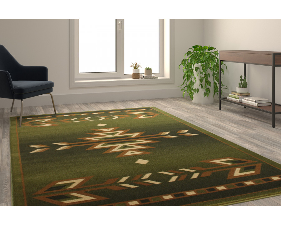 BLNK - Lodi Collection Southwestern Style Olefin Area Rug with Jute Backing