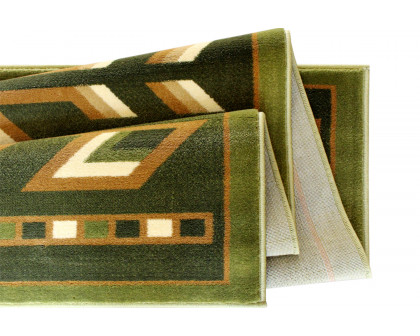 BLNK Lodi Collection Southwestern Style Olefin Area Rug with Jute Backing - Green, 6'W x 9'L