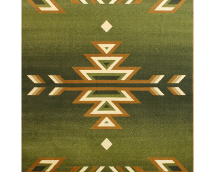 BLNK Lodi Collection Southwestern Style Olefin Area Rug with Jute Backing - Green, 6'W x 9'L