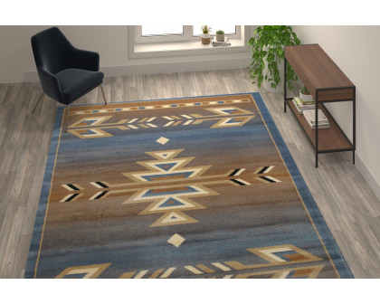 BLNK - Lodi Collection Southwestern Style Olefin Area Rug with Jute Backing