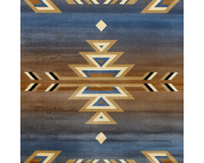 BLNK Lodi Collection Southwestern Style Olefin Area Rug with Jute Backing - Blue, 8'W x 10'L