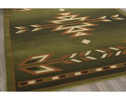 BLNK Lodi Collection Southwestern Style Olefin Area Rug with Jute Backing - Green, 8'W x 10'L