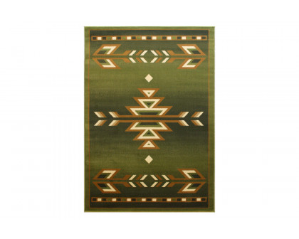 BLNK Lodi Collection Southwestern Style Olefin Area Rug with Jute Backing - Green, 8'W x 10'L