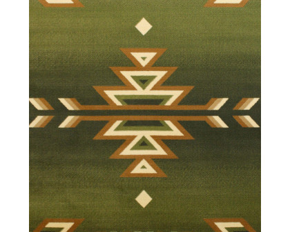 BLNK Lodi Collection Southwestern Style Olefin Area Rug with Jute Backing - Green, 8'W x 10'L