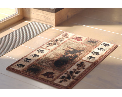 BLNK - Vassa Collection Olefin Mother Bear and Cubs Nature Themed Area Rug with Jute Backing