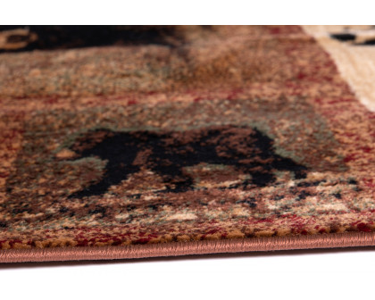 BLNK Vassa Collection Olefin Mother Bear and Cubs Nature Themed Area Rug with Jute Backing - 2'W x 3'L