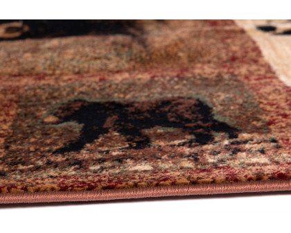 BLNK Vassa Collection Olefin Mother Bear and Cubs Nature Themed Area Rug with Jute Backing - 2'W x 7'L