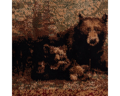 BLNK Vassa Collection Olefin Mother Bear and Cubs Nature Themed Area Rug with Jute Backing - 2'W x 7'L