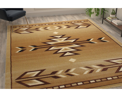 BLNK Lodi Collection Southwestern Style Olefin Area Rug with Jute Backing - Brown, 8'W x 10'L