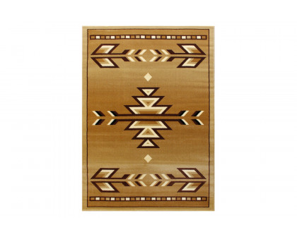 BLNK Lodi Collection Southwestern Style Olefin Area Rug with Jute Backing - Brown, 8'W x 10'L