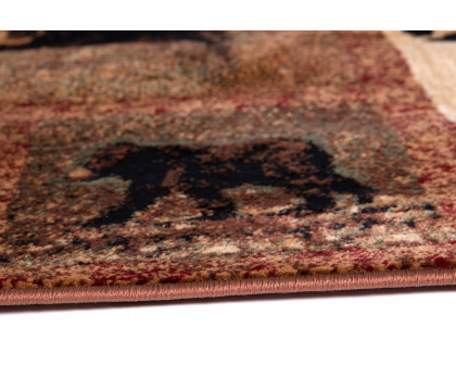 BLNK Vassa Collection Olefin Mother Bear and Cubs Nature Themed Area Rug with Jute Backing - 8'W x 10'L