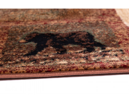 BLNK Vassa Collection Olefin Mother Bear and Cubs Nature Themed Area Rug with Jute Backing - 2'W x 11'L