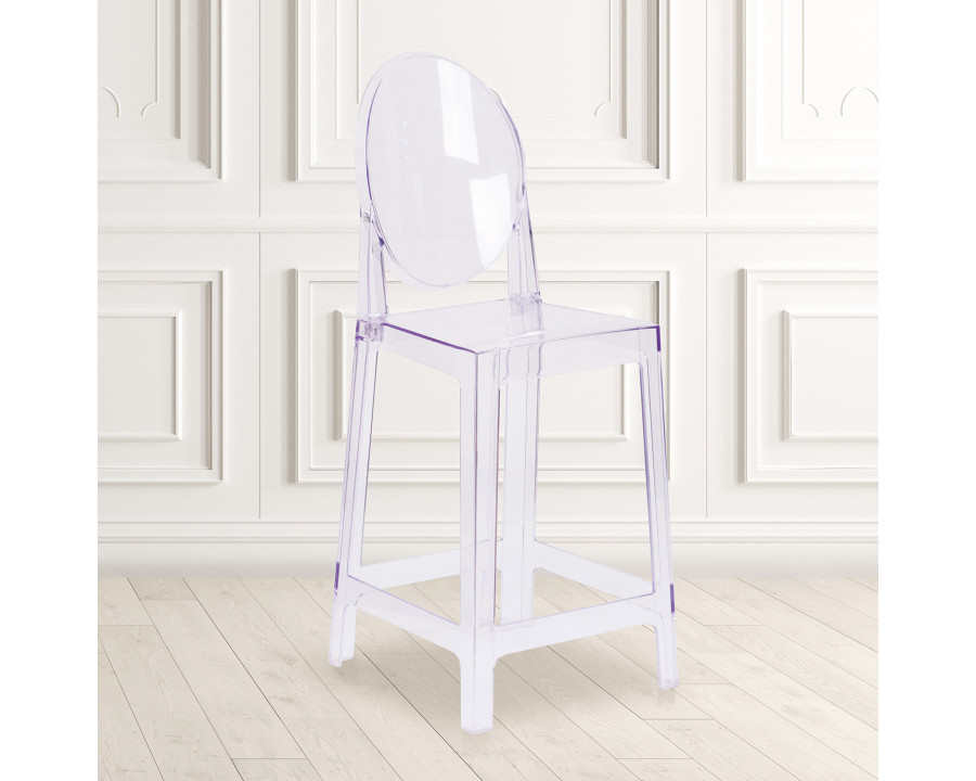 BLNK - Revna Ghost Counter Stool with Oval Back in Revna Transparent Crystal