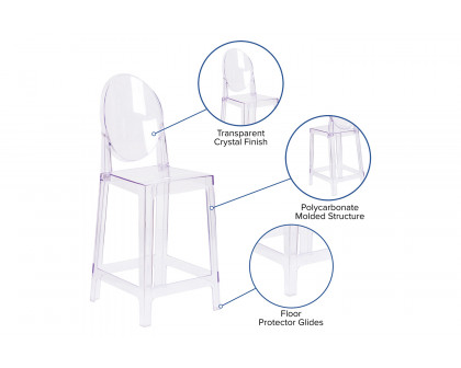 BLNK - Revna Ghost Counter Stool with Oval Back in Revna Transparent Crystal