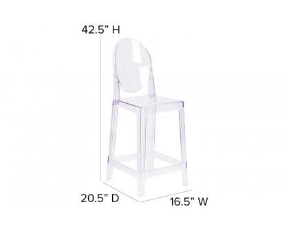 BLNK - Revna Ghost Counter Stool with Oval Back in Revna Transparent Crystal