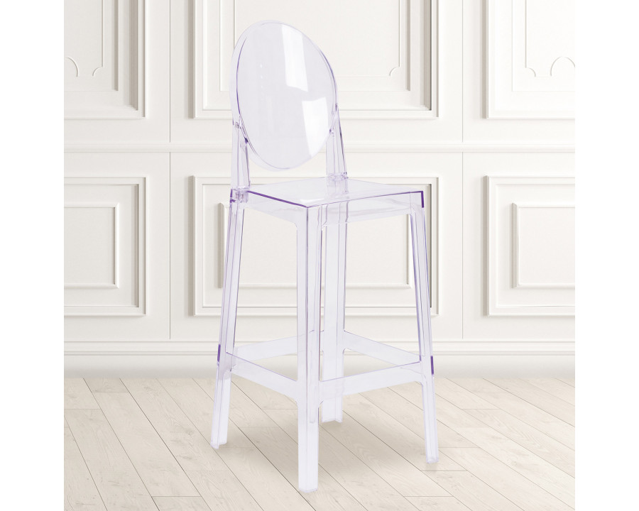 BLNK - Revna Ghost Bar Stool with Oval Back in Revna Transparent Crystal