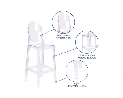 BLNK - Revna Ghost Bar Stool with Oval Back in Revna Transparent Crystal