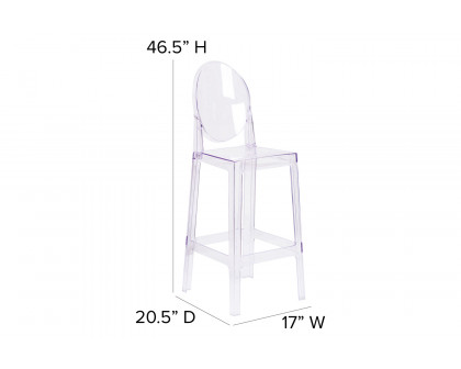 BLNK - Revna Ghost Bar Stool with Oval Back in Revna Transparent Crystal