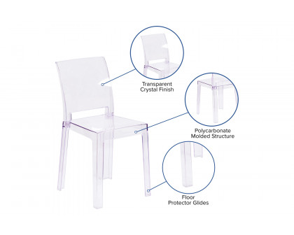 BLNK - Emilie Ghost Chair with Square Back in Transparent Crystal