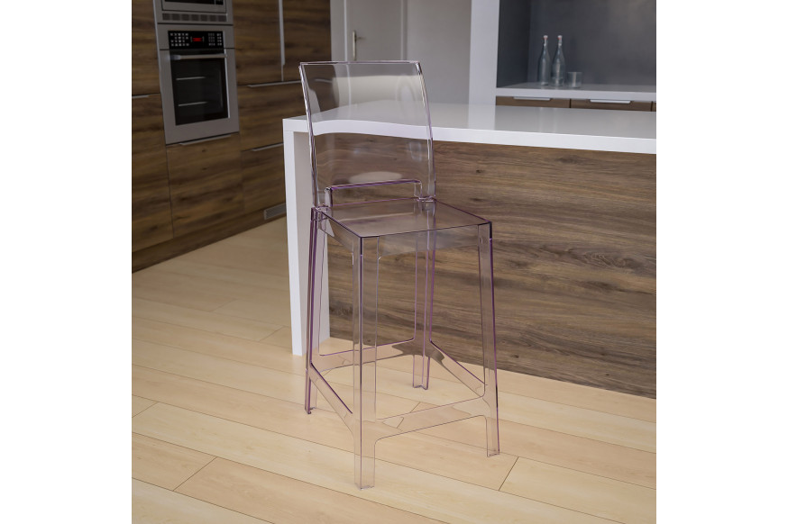 Flash furniture ghost counter stool back in transparent online crystal