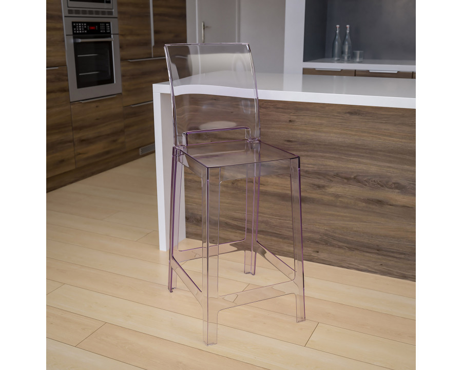 BLNK - Emilie Ghost Counter Stool with Square Back in Transparent Crystal