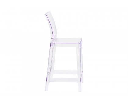 BLNK - Emilie Ghost Counter Stool with Square Back in Transparent Crystal