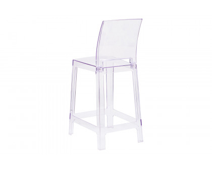 BLNK - Emilie Ghost Counter Stool with Square Back in Transparent Crystal