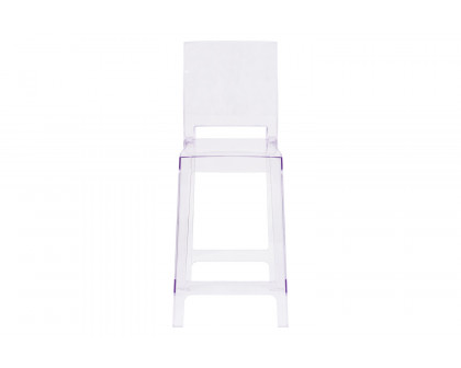 BLNK - Emilie Ghost Counter Stool with Square Back in Transparent Crystal