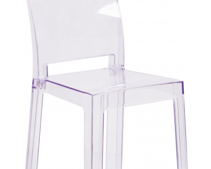 BLNK - Emilie Ghost Counter Stool with Square Back in Transparent Crystal