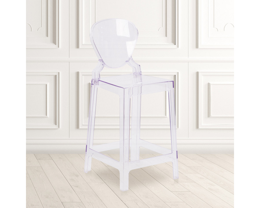 BLNK - Theo Ghost Counter Stool with Tear Back in Transparent Crystal