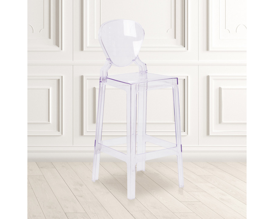 BLNK - Theo Ghost Bar Stool with Tear Back in Transparent Crystal