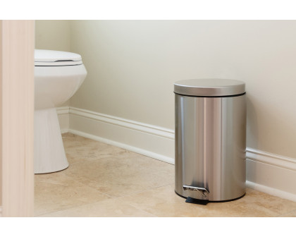 BLNK Round Stainless Steel Fingerprint Resistant Soft Close Step Trash Can -3.2 Gallons (12L) - 3.2 Gall