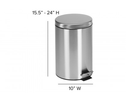 BLNK Round Stainless Steel Fingerprint Resistant Soft Close Step Trash Can -3.2 Gallons (12L) - 3.2 Gall