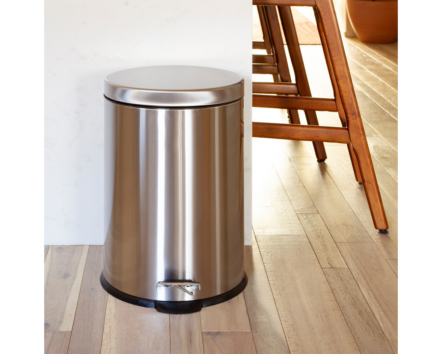 BLNK Round Stainless Steel Fingerprint Resistant Soft Close Step Trash Can